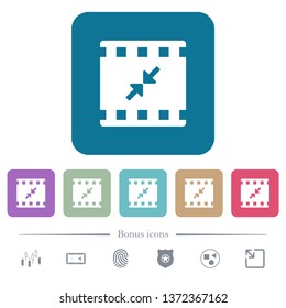 Movie resize small white flat icons on color rounded square backgrounds