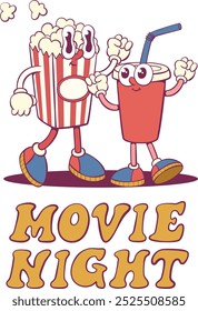 Movie retro groovy mascot characters design