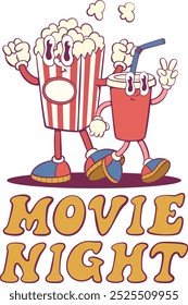 Movie retro groovy mascot characters design