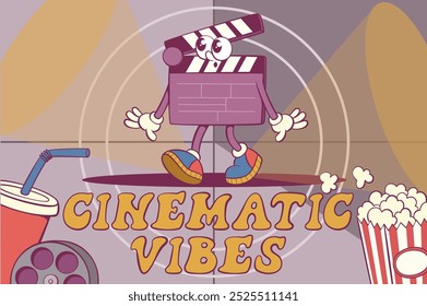 Movie retro groovy mascot characters design