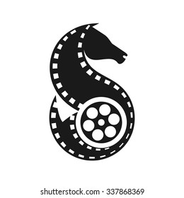 movie ribbon, film ribbon, horse shape. logo vector.