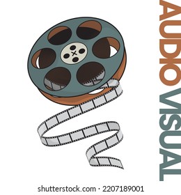 Movie roll design in vintage color design with out of film for audio visual heritage day design