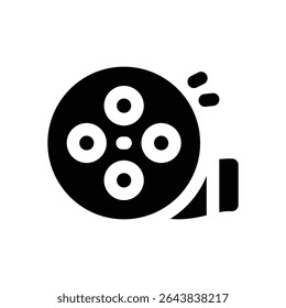 movie roll glyph icon. Strong and solid vector icon for websites, mobile interfaces, presentations, and visual branding. High quality and easy to edit.