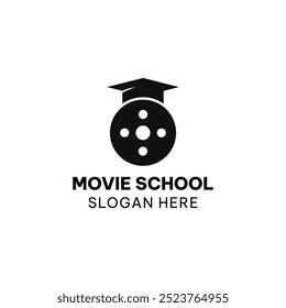 Plantilla del logotipo de la escuela de cine en estilo plano simple. Ilustración vectorial de Educación de película