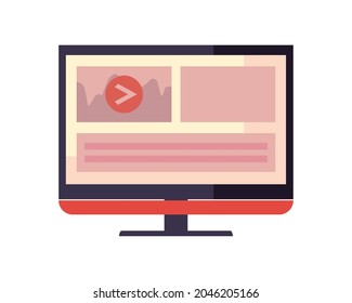 movie screen in computer on white background