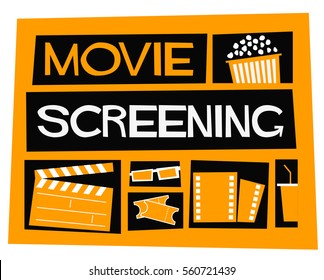 Movie Screening Event Poster (Flat Style Vector Illustration Quote Design)