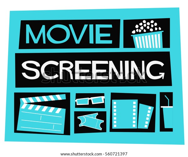 Movie Screening Event Poster Flat Style Stock Vector (Royalty Free