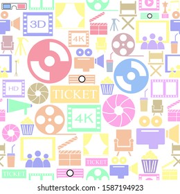 movie seamless pattern background icon.