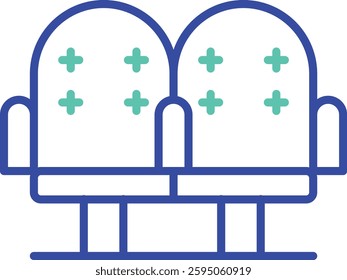 movie seats outline dual color vector illustration icon design
