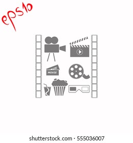 Movie set grey icon.