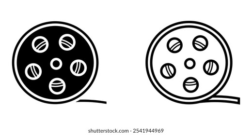 ícone de conjunto de filmes no plano de fundo branco