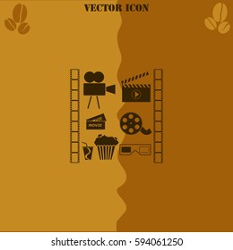 Movie set vector  icon Coffee symbol background.