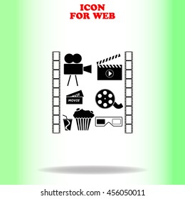 Movie set web icon. Black illustration on white background