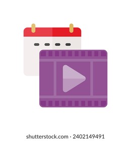 Movie showtime icon in simple flat style