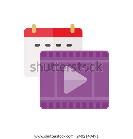 Movie showtime icon in simple flat style