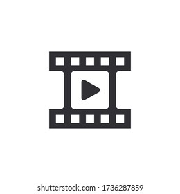 Movie sign. Cinema icon. Video icon. Film icon. Play video. Video codec. Logo template. Play icon. Film strip. Movie house.  