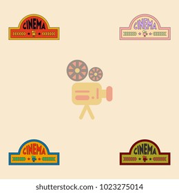 movie sign Vector illustration Collection in flat style cinema label