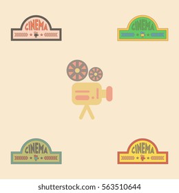 movie sign Vector illustration Collection in flat style cinema label