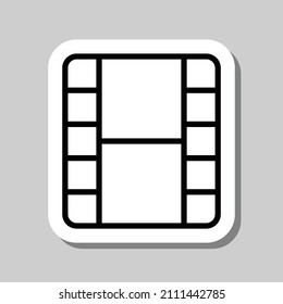 Film einfache Symbolvektorgrafik. Flaches Design. Aufkleber mit Schatten auf grauem Hintergrund.ai