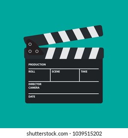 Movie Slate or Clapper board for Movie, Cinema, Film Director and Film making device. Flat Vector illustration.