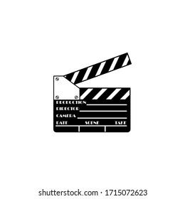 Movie slate icon in black simple design on an isolated white background. EPS 10 vector