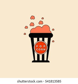 movie snack Vector illustration in flat style Cinema Popcorn
