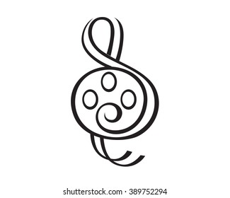 Movie Soundtrack Symbol with Roll and Note