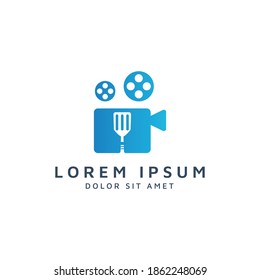 movie and spatula negative space logo design