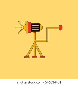 movie spotlight floor lamp Vector illustration in flat style curtain light