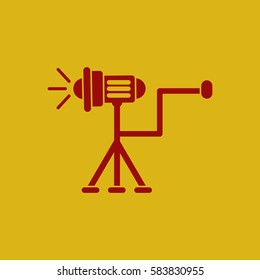 movie spotlight floor lamp Vector illustration in flat style curtain light