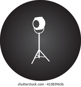 Movie spotlight on stand sign simple icon on  background