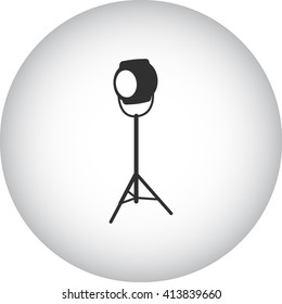 Movie spotlight on stand sign simple icon on  background