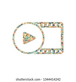 movie strip with play symbol in circle. simple silhouette. Colored mosaic with polygons