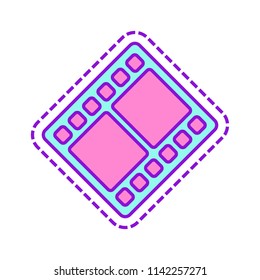 movie strip. simple silhouette. Colored sketch with dotted border on white background