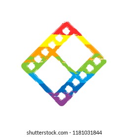 movie strip. simple silhouette. Drawing sign with LGBT style, seven colors of rainbow (red, orange, yellow, green, blue, indigo, violet