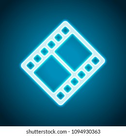 movie strip. simple silhouette. Neon style. Light decoration icon. Bright electric symbol