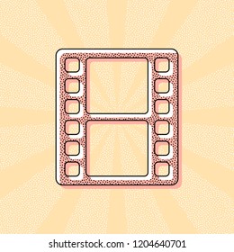 movie strip. simple silhouette. Vintage retro typography with offset printing effect. Dots poster with comics pop art background