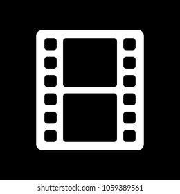 movie strip. simple silhouette. White icon on black background. Inversion