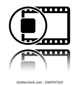 movie strip with stop symbol in circle. simple silhouette. Black