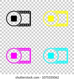 movie strip with stop symbol in circle. simple silhouette. Color