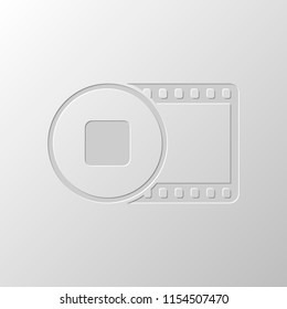 movie strip with stop symbol in circle. simple silhouette. Paper design. Cutted symbol. Pitted style