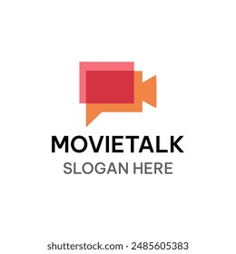 Plantilla del logo de Movie Talk. Ilustración vectorial de cámara creativa