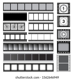 Movie tape. 35mm photo strip film camera frames picture vector collection