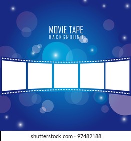 movie tape over blue background. vector illustration