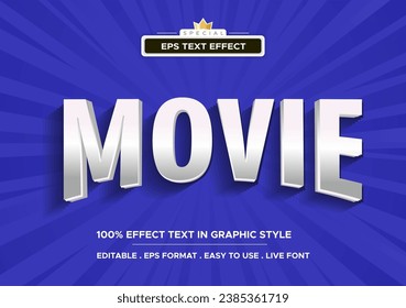 Movie text effect template design with 3d style use for business brand and logo