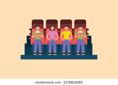 Movie theater concept. Colored flat vector illustration isolated.