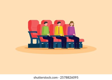 Movie theater concept. Colored flat vector illustration isolated.