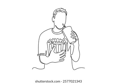 Movie theater concept. Single line draw design vector graphic illustration.