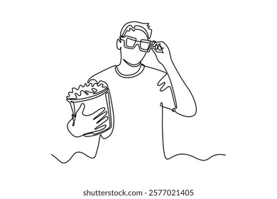Movie theater concept. Single line draw design vector graphic illustration.