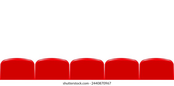Movie theater hall with seat rows for audience and cinema projector. Vector
